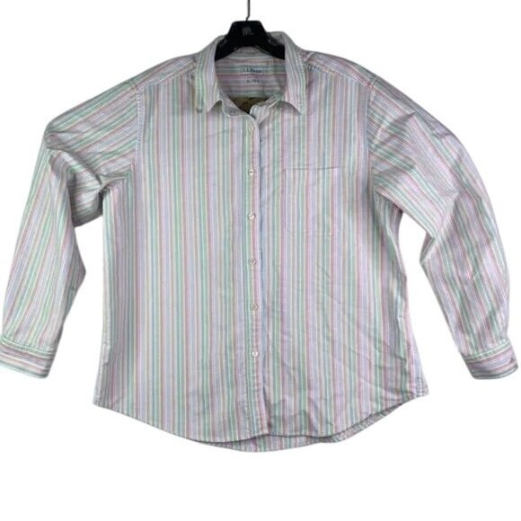 L.L. Bean Men's Multi-Color Striped Button-Up Shirt Size 1X Cotton - Picture 1 of 8